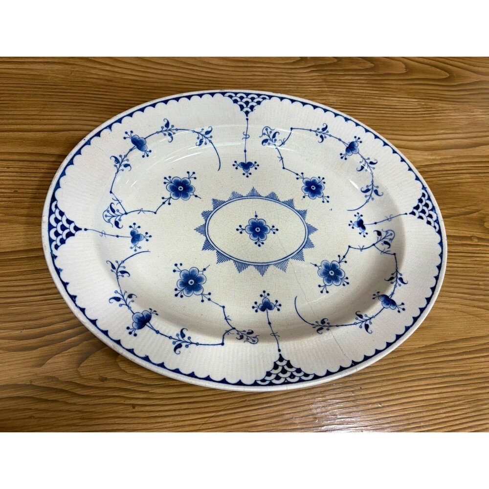 Antique Furnivals Ltd Blue Denmark 14” Oval Serving Platter Reg. 1904-1913